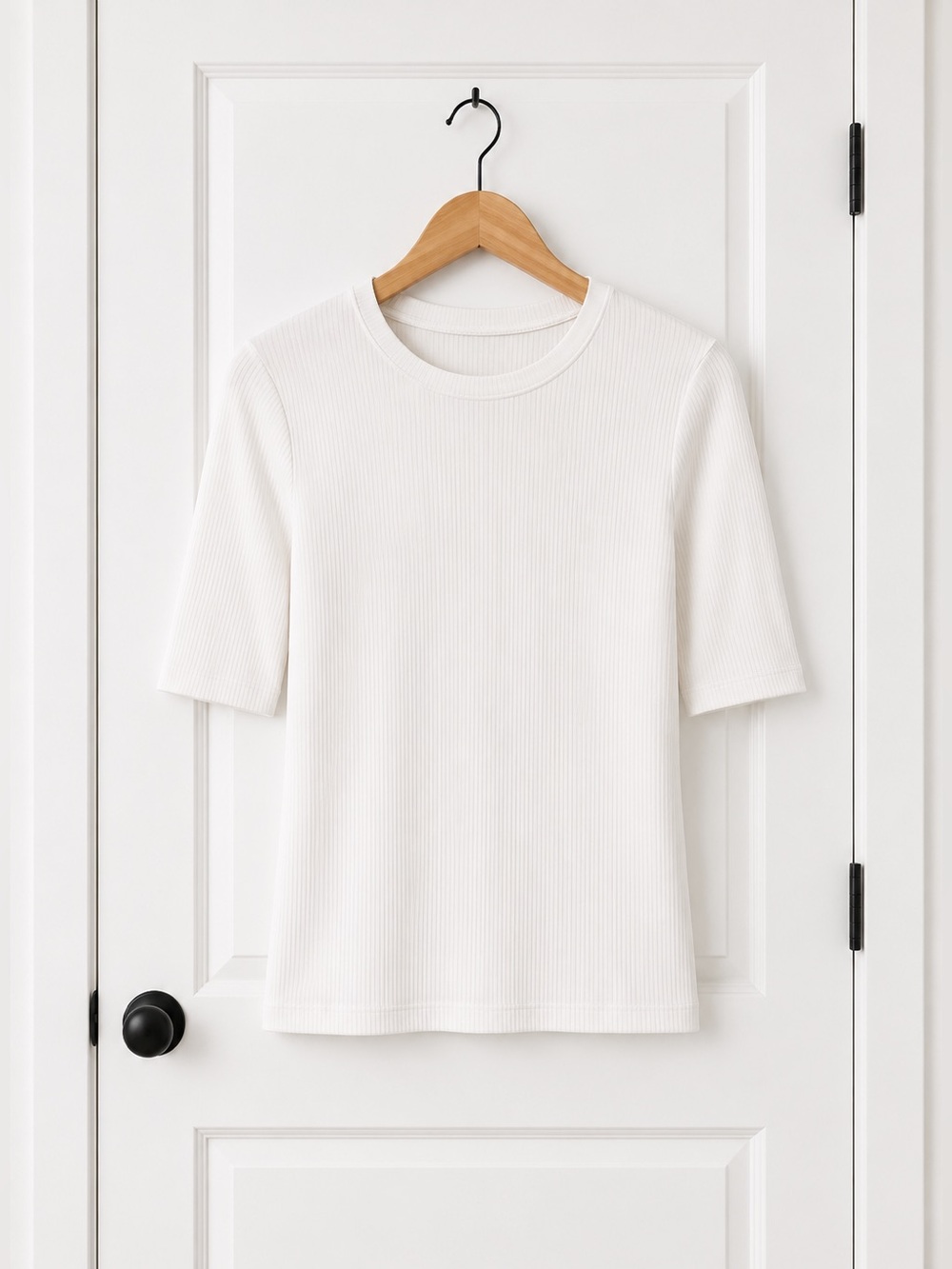 Splendid Cream Ribbed Short-Sleeve Top Sz L